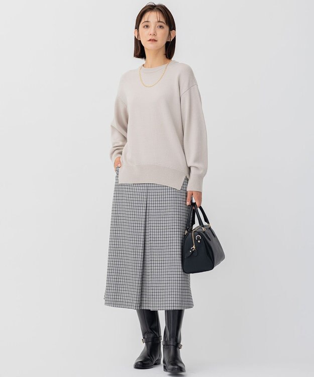 23区 L 【CLASSY.1月号掲載】ウールコード クルーネック ニット ライトベージュ系