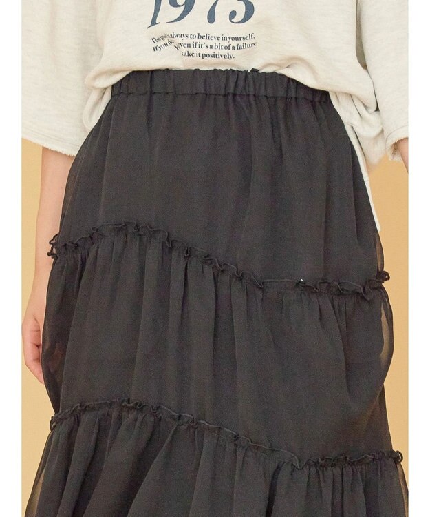 AMERICAN HOLIC 丈違いティアードフリルギャザースカート Black
