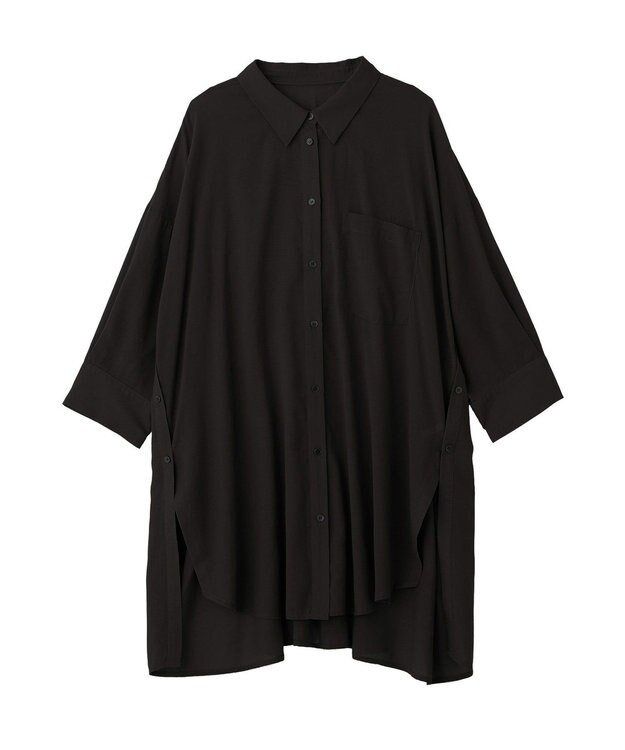 YECCA VECCA リブMIXシアーオーバーシャツ Black