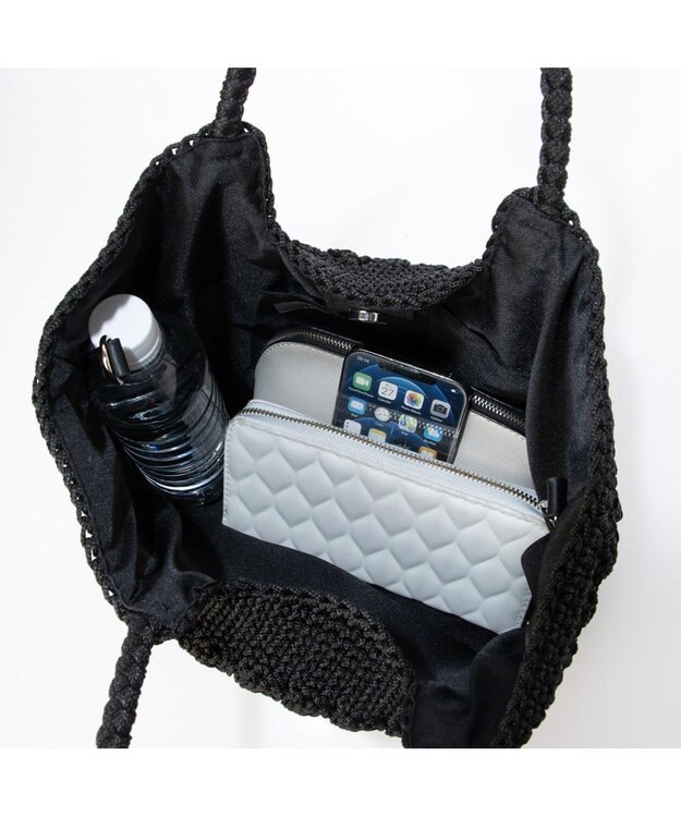 UNBILLION カシュカシュ cachecache / 柄編みベーシックトート カゴバッグ ブラック