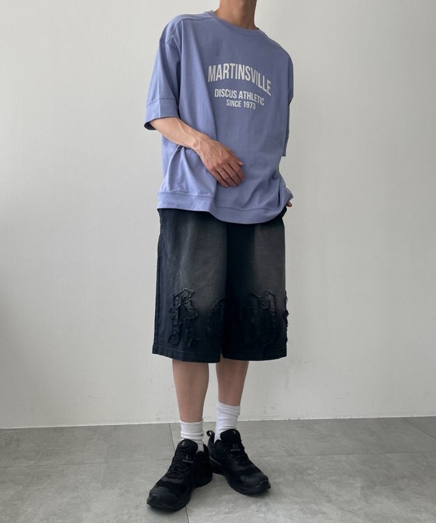 WEGO 【綿100%/MLサイズ展開】DISCUS　ルーズカレッ１００％ ブルーその他