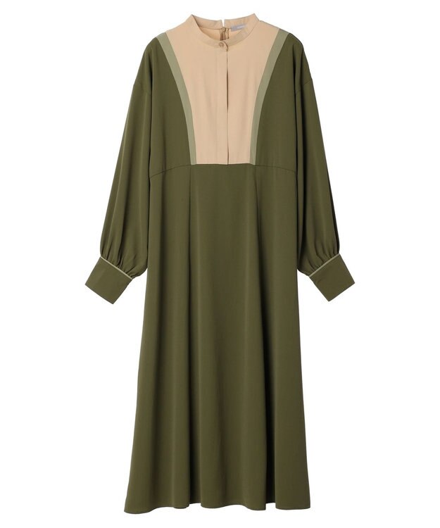 Green Parks armonia．配色パターンワンピース Khaki