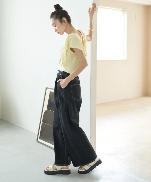 earth music&ecology ＳＥＴ２点　フリルショルダーツーピースワンピース Yellow