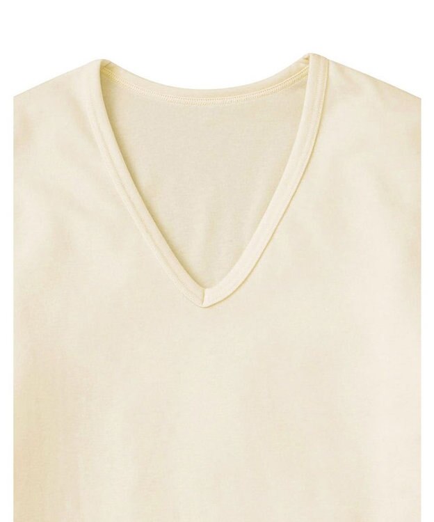 WACOAL MEN インナー メンズ 発熱インナー【エクス（R）】 吸湿発熱繊維 保温性 消臭性（汗臭・加齢臭） ストレッチ素材 深めVネック 8分袖 GL6221 /ブロス アイボリー