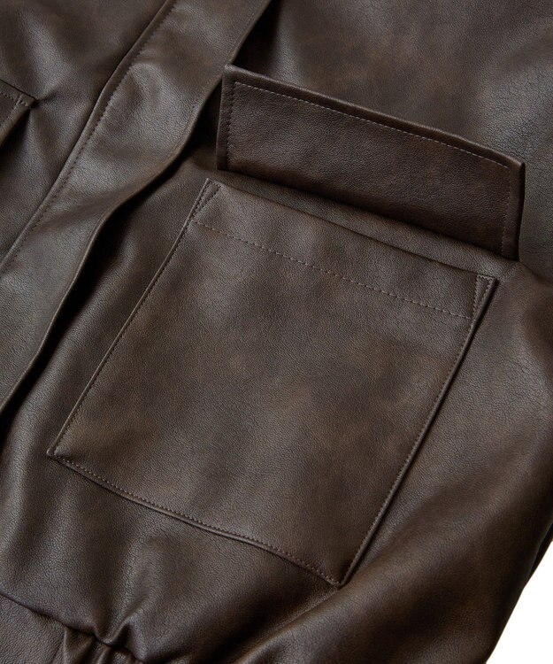 Green Parks ・ＥＬＥＮＣＡＲＥ　ＤＵＥ　合皮ステンカラーブルゾ Brown