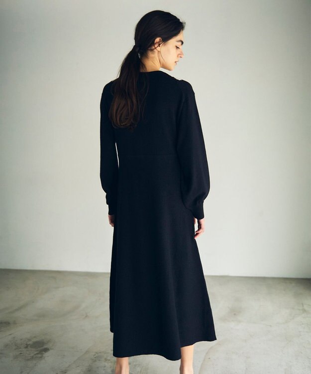 GRACE CONTINENTAL エスニック刺繍ニットワンピース ブラック