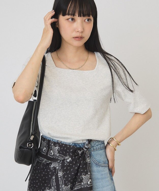 AMERICAN HOLIC スクエアネック5分袖プルオーバー Oatmeal