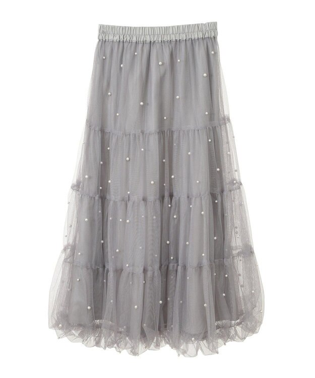 earth music&ecology チュールパールスカート Light Gray