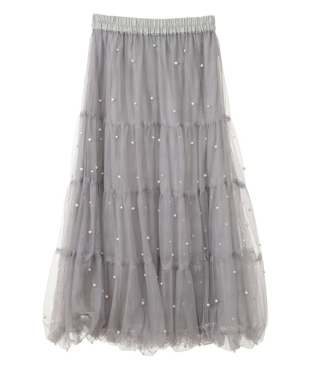 earth music&ecology チュールパールスカート Light Gray
