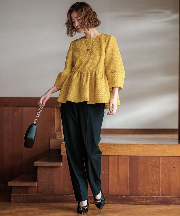 23区 L 【洗える】ドライ2WAYストレッチ テーパードパンツ ブラック系