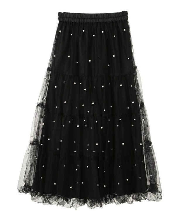 earth music&ecology チュールパールスカート Black