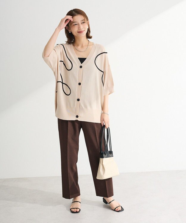 Green Parks 刺繍コードＶネックカーディガン Light Beige