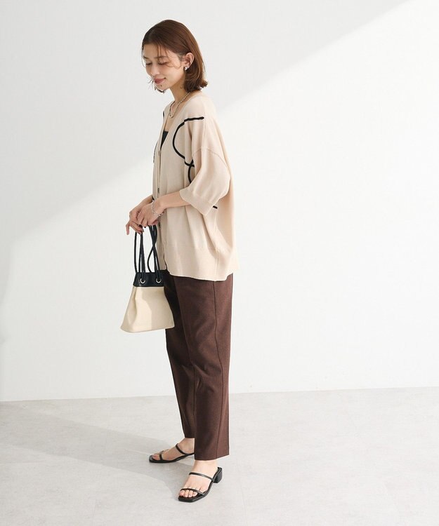 Green Parks 刺繍コードＶネックカーディガン Light Beige