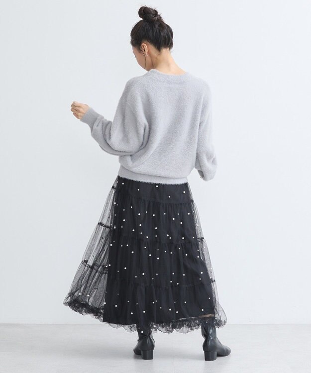 earth music&ecology チュールパールスカート Black