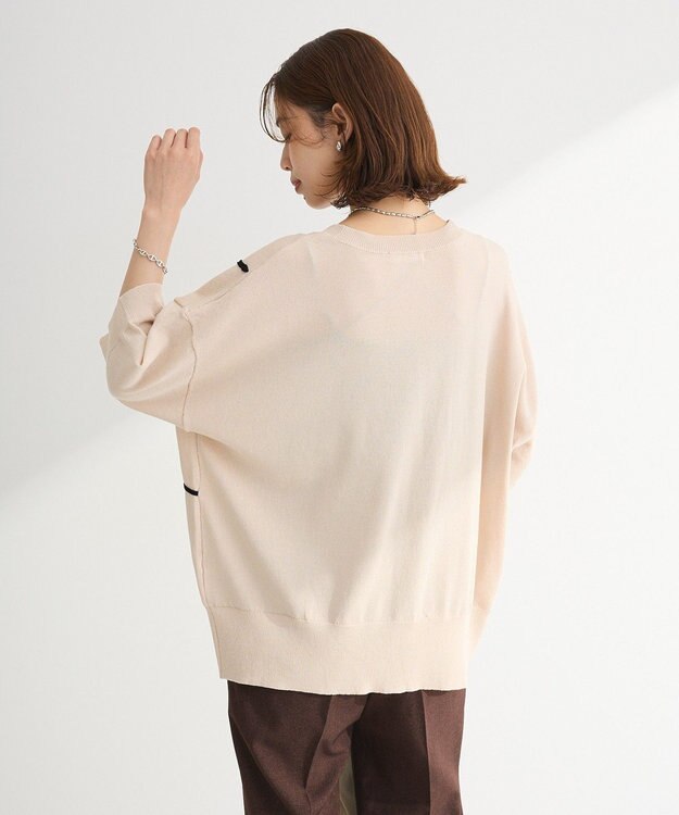 Green Parks 刺繍コードＶネックカーディガン Light Beige