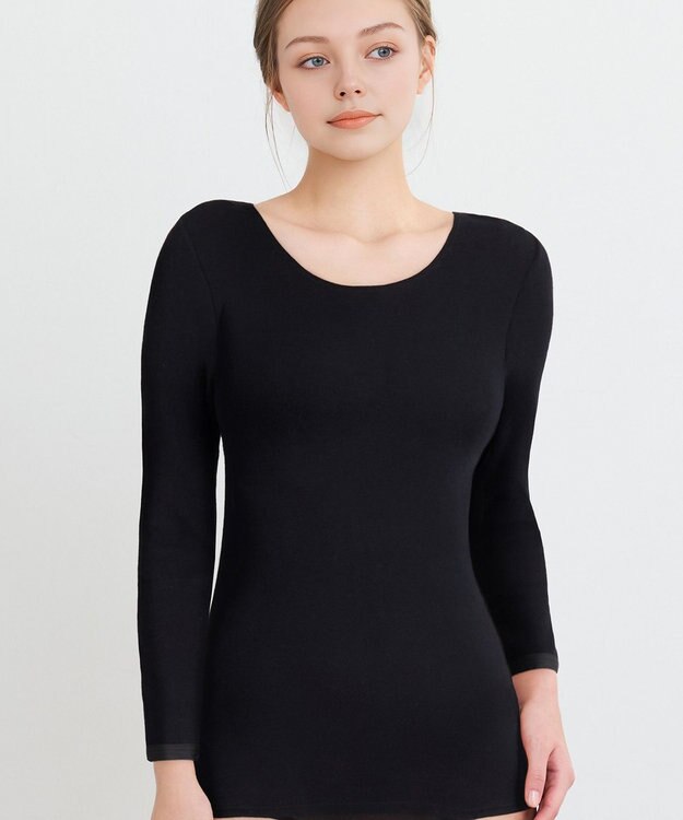 WACOAL 【極暖】 あったかインナー 8分袖 綿100％(身生地) 肌側起毛 しっかりあたたかい 長袖 レディース CLD395 /ワコール ブラック