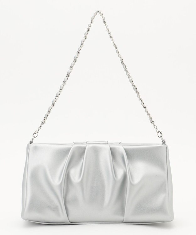 ANY SIS 【2WAY】ギャザーチェーンクラッチショルダー バッグ シルバー