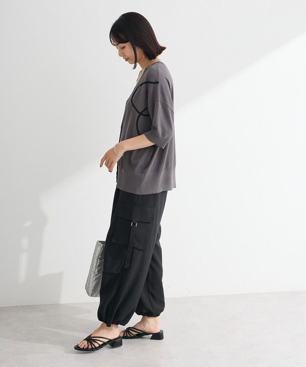 Green Parks 刺繍コードＶネックカーディガン Gray