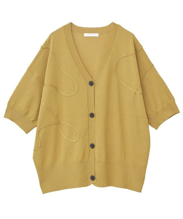 Green Parks 刺繍コードＶネックカーディガン Yellow