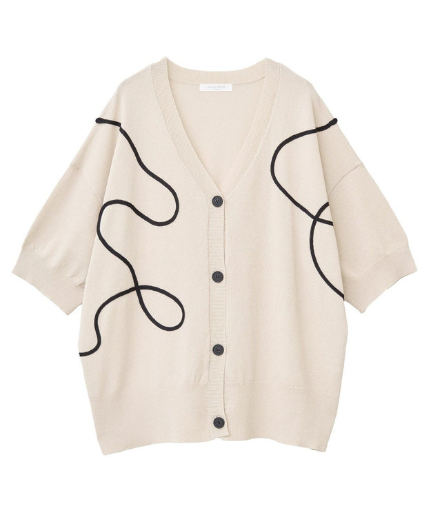 Green Parks 刺繍コードＶネックカーディガン Light Beige