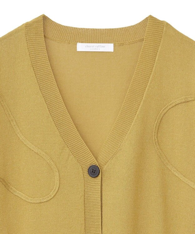 Green Parks 刺繍コードＶネックカーディガン Yellow