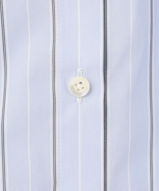 J.PRESS LADIES 【洗える】ランダムストライプ フリルネック ブラウス サックスブルー系1