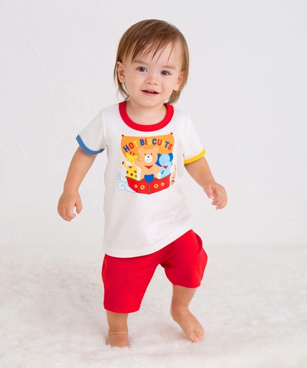 MIKI HOUSE HOT BISCUITS 【80-120cm】 ビーンズ ルームウェア 上下セット 白