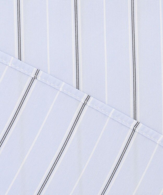 J.PRESS LADIES 【洗える】ランダムストライプ フリルネック ブラウス サックスブルー系1