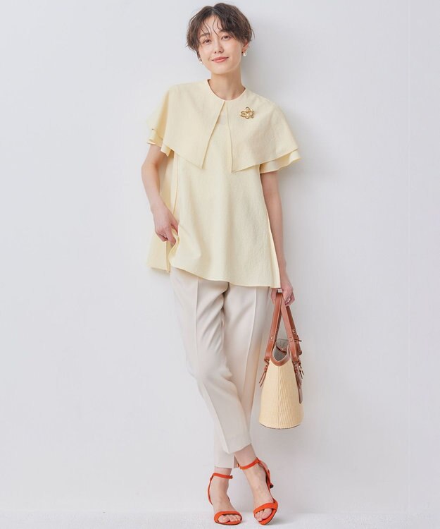 組曲 L サッカーストレッチ 襟付きブラウス シェルイエロー系