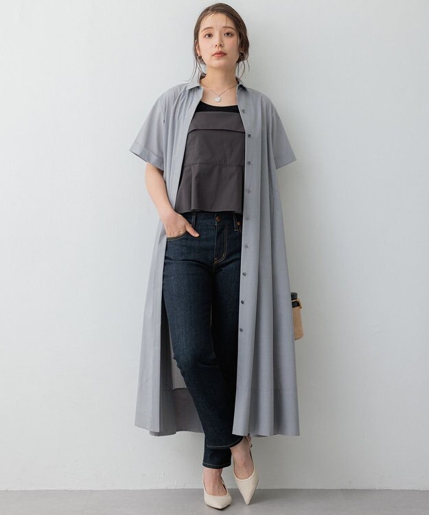 23区 L 【CLASSY.コラボ】ビスチェコンビ シャツワンピース ライトグレー×スレート