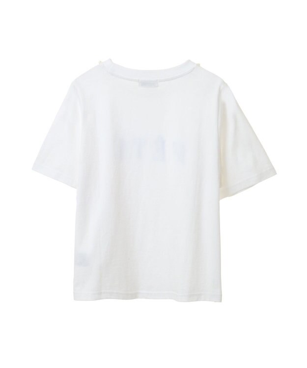 earth music&ecology 襟パール刺繍ロゴＴシャツ White