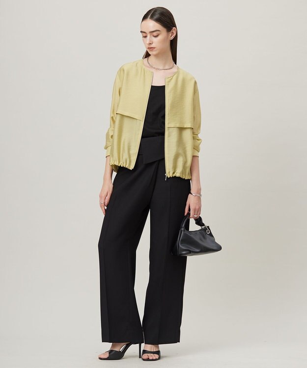 ICB 【接触冷感・速乾・洗える】 リヨセルナイロンワッシャー ノーカラーブルゾン クリームカーキ系