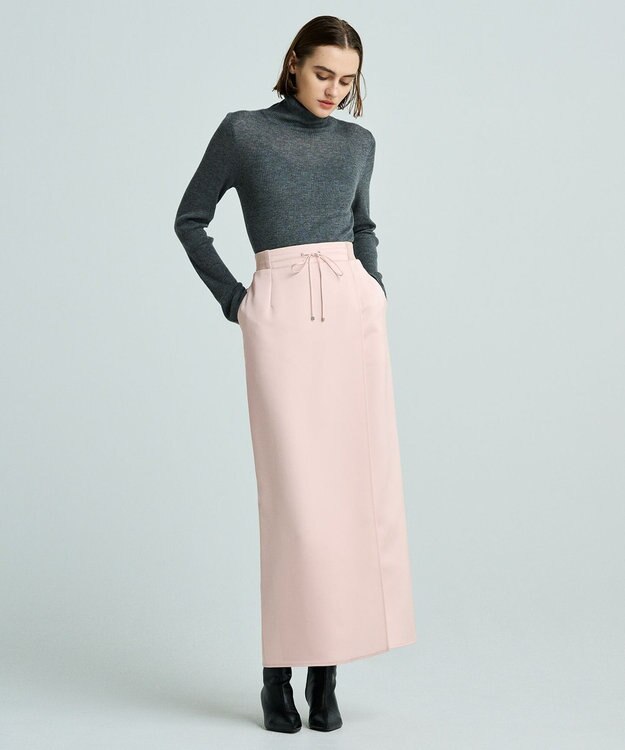 uncrave 【洗濯機洗い可】サテン ドロストスカート（uncrave WHITE） ベビーピンク