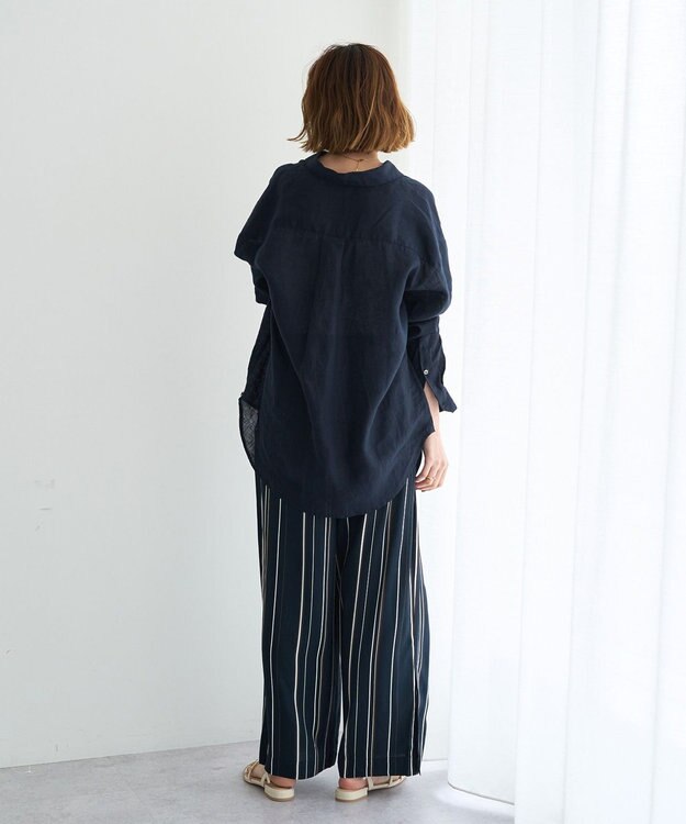 YECCA VECCA アートプリントスリットワイドパンツ Stripe
