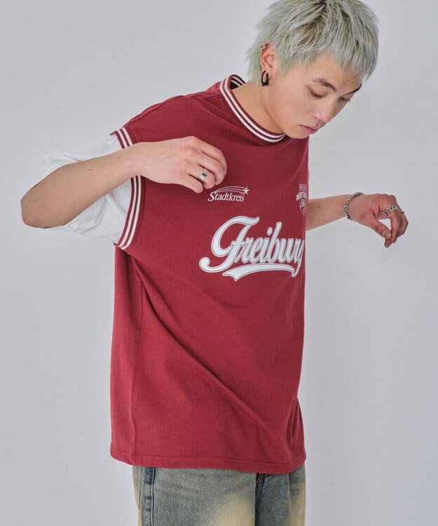 WEGO 【ユニセックス着用ITEM/MLサイズ展開】フェイクタンクグラフィックT（SS） ワイン