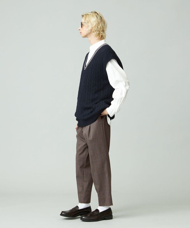 J.PRESS YORK STREET 【UNISEX】チェックテーパードパンツ ブラウン系3