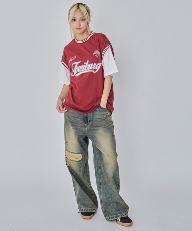 WEGO 【ユニセックス着用ITEM/MLサイズ展開】フェイクタンクグラフィックT（SS） ワイン