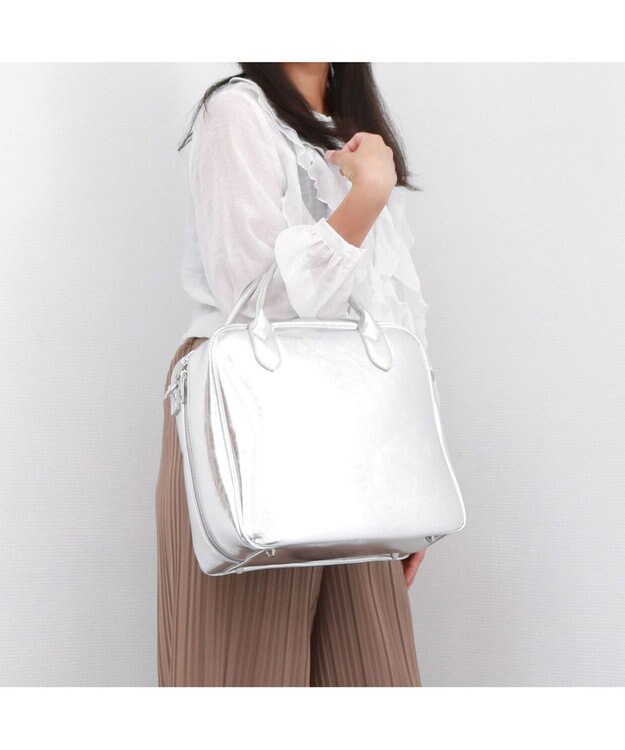 UNBILLION 【テレビ ドラマ着用アイテム】カシュカシュ cachecache / 2wayスクエアビッグボストン シルバー