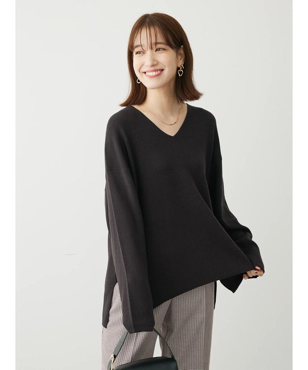 Green Parks 洗える　ミラノリブ編みニットプルオーバー Dark Gray