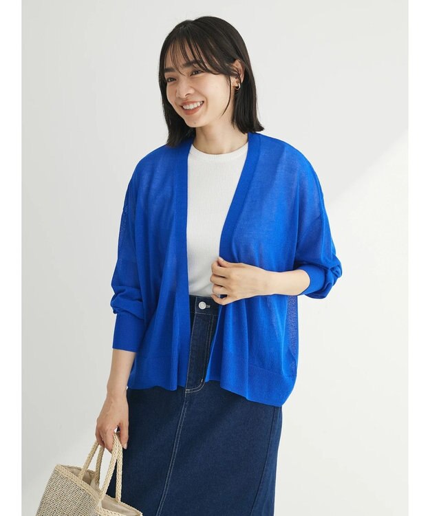Green Parks 接触冷感　推しニット　ゆったりカーディガン Blue