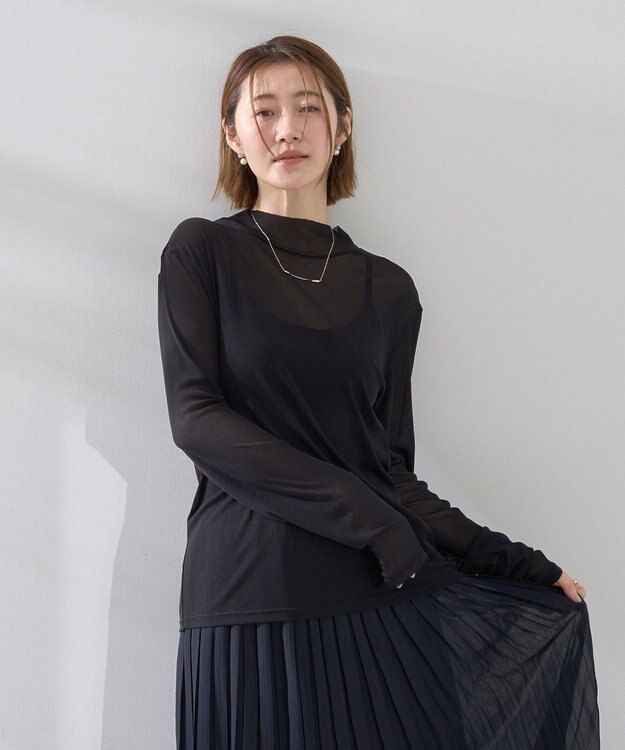 YECCA VECCA ハイネックシアートップス Black