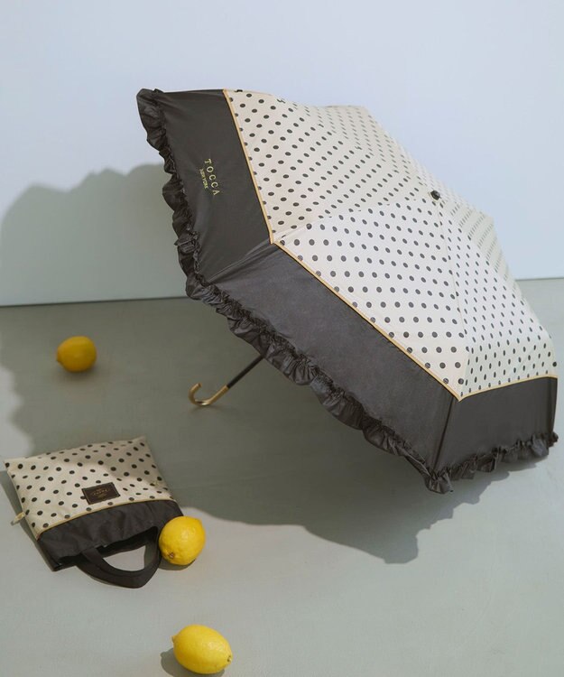 TOCCA 【晴雨兼用】DREAM OF DOTS UMBRELLA 折り畳み傘 収納バッグ付き ベージュ系