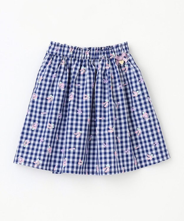 ANY KIDS ギンガム 発泡プリント スカート 青系チェック