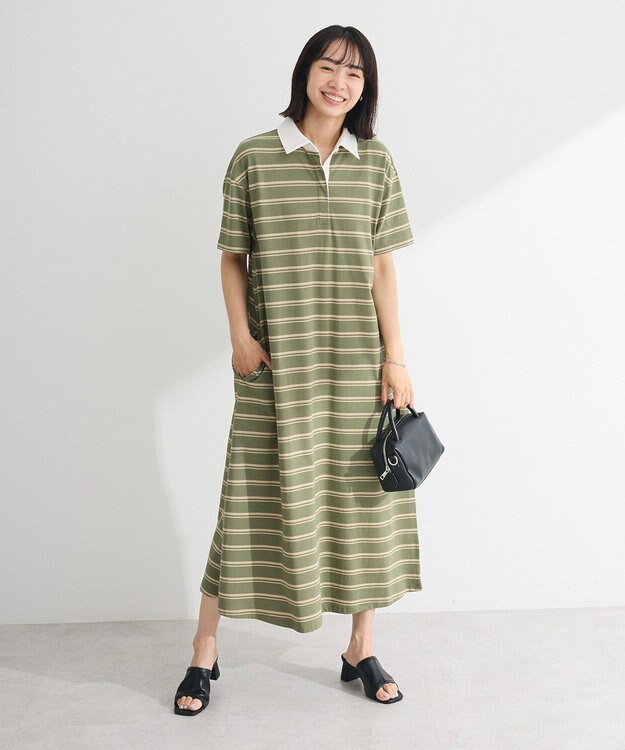 Green Parks ・ＳＵＧＡＲ　ＳＰＯＯＮ　ボーダーポロワンピース Khaki