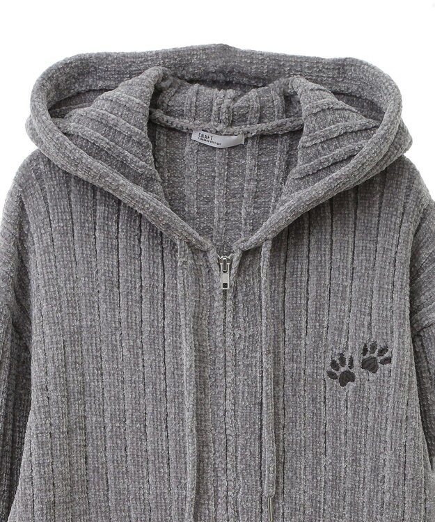 CRAFT STANDARD BOUTIQUE アニマル刺繍ニットZIPパーカー Ivory