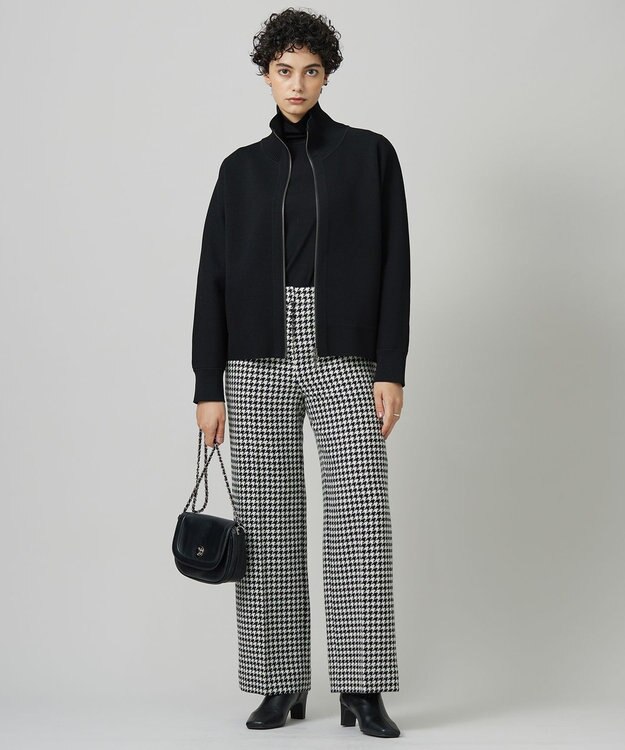 ICB 【洗える】シンセティックダブルフェイス ニットトラックジャケット ブラック系