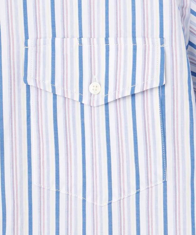 J.PRESS MEN オーガニックコットンダブルチューブマルチストライプシャツ ブルー系1