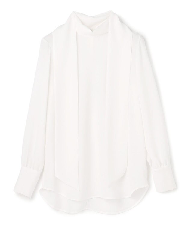 BEIGE， 【洗える】STOW / パフスリーブボウタイブラウス Ecru