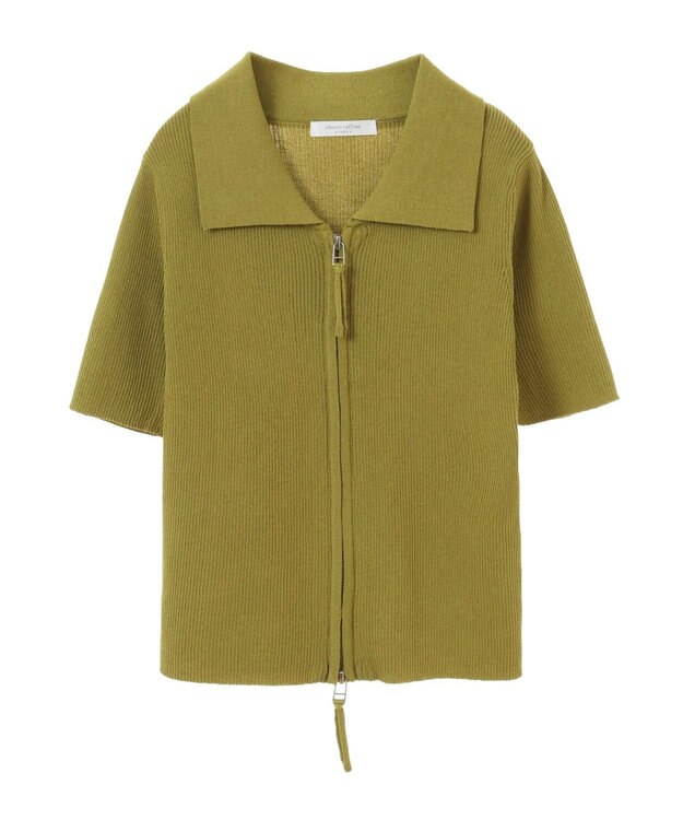 Green Parks ５分袖衿付きＺｉｐプルオーバー Green