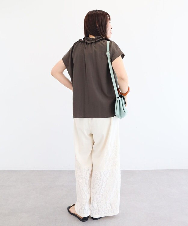 Green Parks 衿フリルブラウス Dark Brown